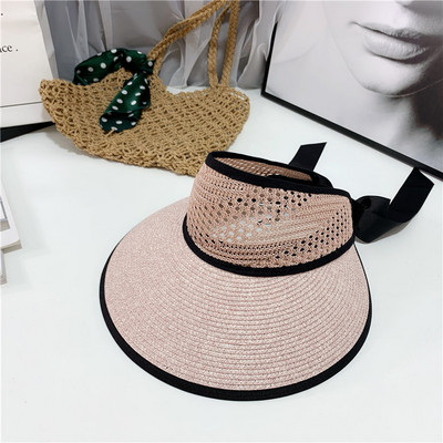 Vizor tip palarie de paie dama cu sireturi