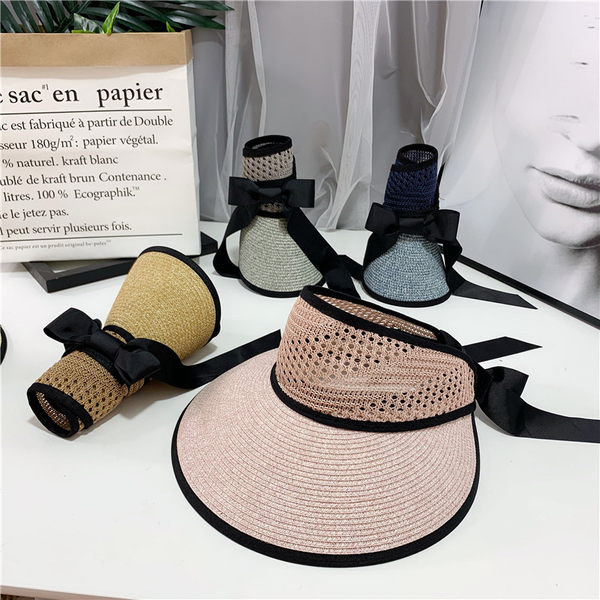 Vizor tip palarie de paie dama cu sireturi