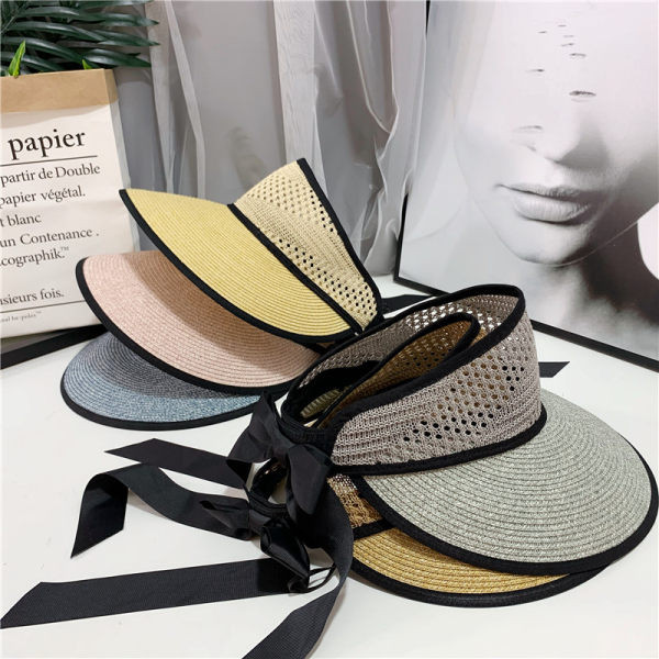 Vizor tip palarie de paie dama cu sireturi