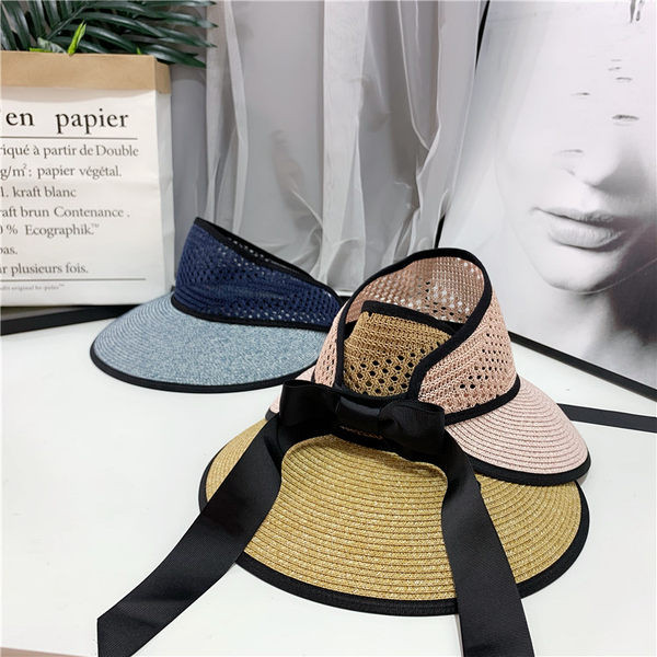 Vizor tip palarie de paie dama cu sireturi