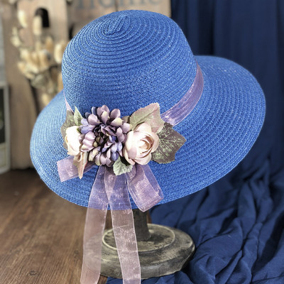 Γυναικείο καπέλο με τρισδιάστατα λουλούδια και κορδέλα