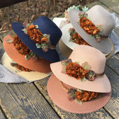 Pălărie de paie pentru femei modernă cu flori