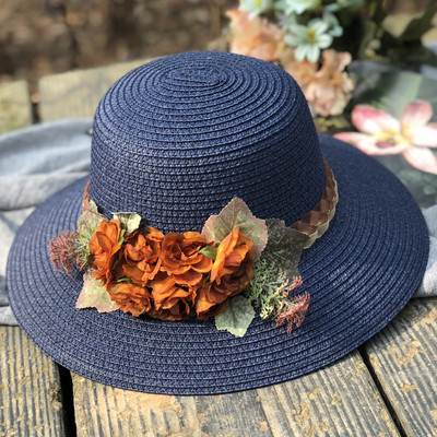 Pălărie de paie pentru femei modernă cu flori