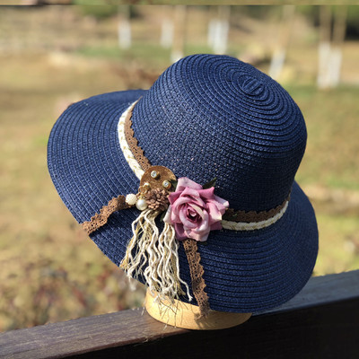 Palarie de vara dama cu decor floral