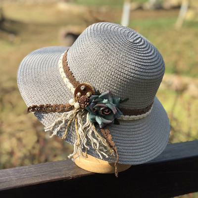 Palarie de vara dama cu decor floral