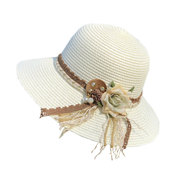 Palarie de vara dama cu decor floral