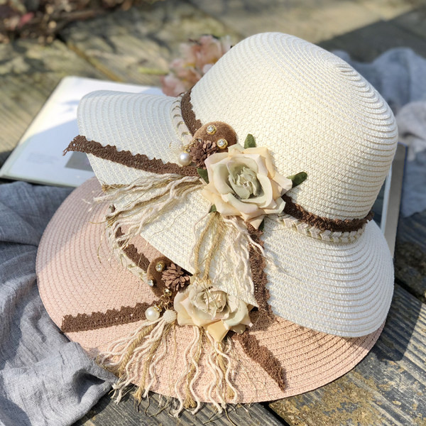 Palarie de vara dama cu decor floral