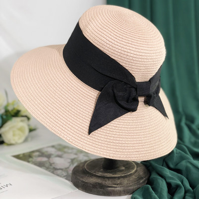 Palarie de plaja dama cu panglica neagra