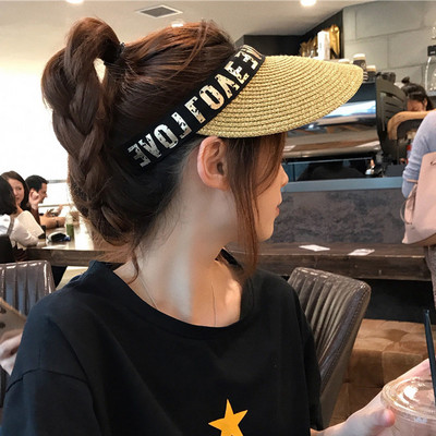 Γυναικείο ψάθινο καπέλο με γείσο