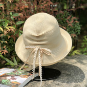 Pălărie de plajă pentru femei cu panglică