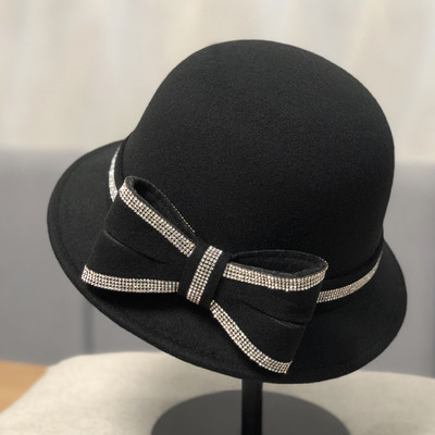 Palarie eleganta de dama cu panglica si pietre