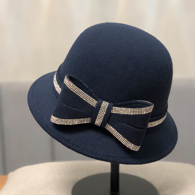 Palarie eleganta de dama cu panglica si pietre