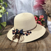 Palarie de plaja dama cu vizor si element 3D