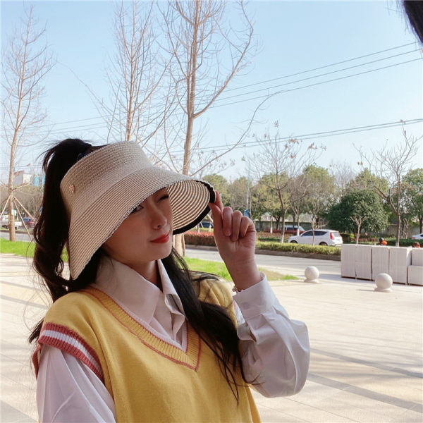 Vizor tip palarie de paie pentru femei cu boruri late