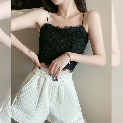 Γυναικείο αμάνικο από δαντέλα με λεπτά τιραντάκια