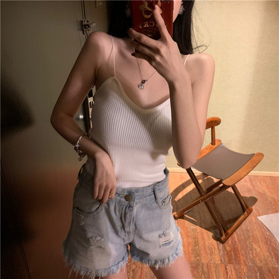 Maieu de damă din catifea cu bretele subțiri