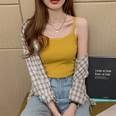 Maieu casual de damă, din catifea, cu bretele subțiri