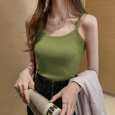 Maieu casual de damă, din catifea, cu bretele subțiri