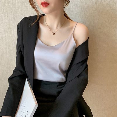 Νέο μοντ'ελο γυναικείο σατέν φανελάκι με λεπτά τιραντάκια σε διάφορα χρώματα