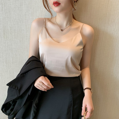 Νέο μοντ'ελο γυναικείο σατέν φανελάκι με λεπτά τιραντάκια σε διάφορα χρώματα