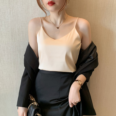 Νέο μοντ'ελο γυναικείο σατέν φανελάκι με λεπτά τιραντάκια σε διάφορα χρώματα