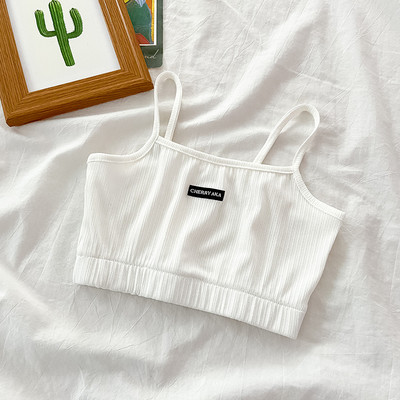 Maieu scurt de damă cu emblemă și bretele subțiri