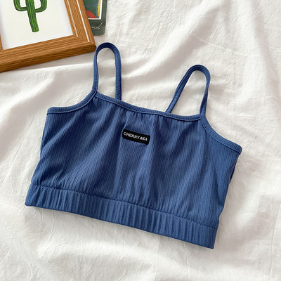 Maieu scurt de damă cu emblemă și bretele subțiri