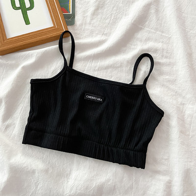 Maieu scurt de damă cu emblemă și bretele subțiri