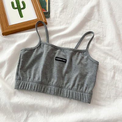 Maieu scurt de damă cu emblemă și bretele subțiri