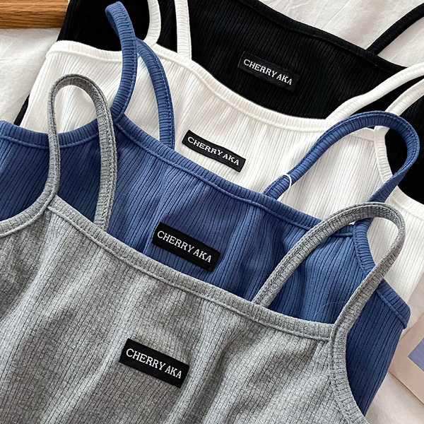 Maieu scurt de damă cu emblemă și bretele subțiri