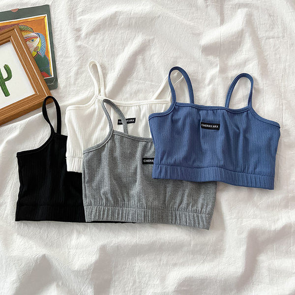 Maieu scurt de damă cu emblemă și bretele subțiri