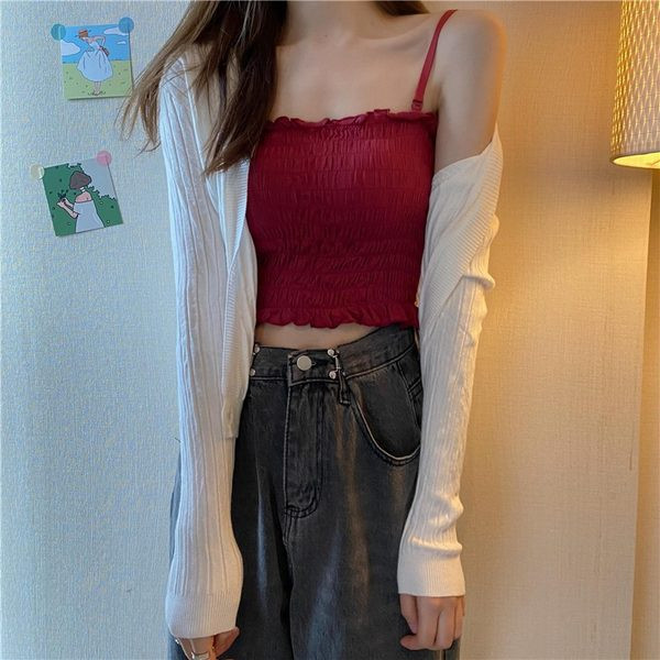 Maieu de damă elastic cu bretele subțiri