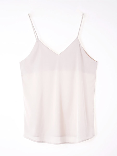 Ženska satenska majica bez rukava s tankim naramenicama i V-izrezom