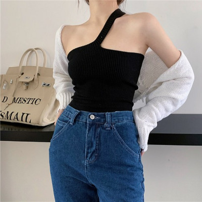 Maieu de damă cu curea în alb-negru