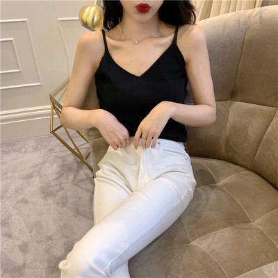 Καλοκαιρινό γυναικείο καθημερινό μοντέρνο αμάνικο με λεπτά τιραντάκια και με ντεκολτέ