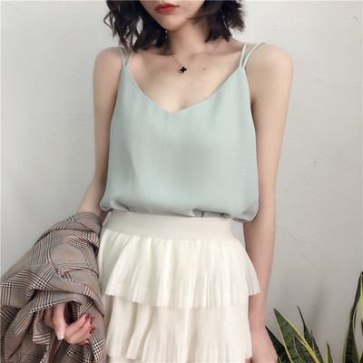 Maieu lat din sifon, cu bretele subtiri