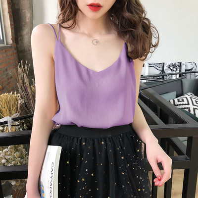 Maieu lat din sifon, cu bretele subtiri