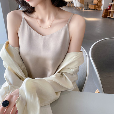 Maieu de damă din satin cu bretele reglabile