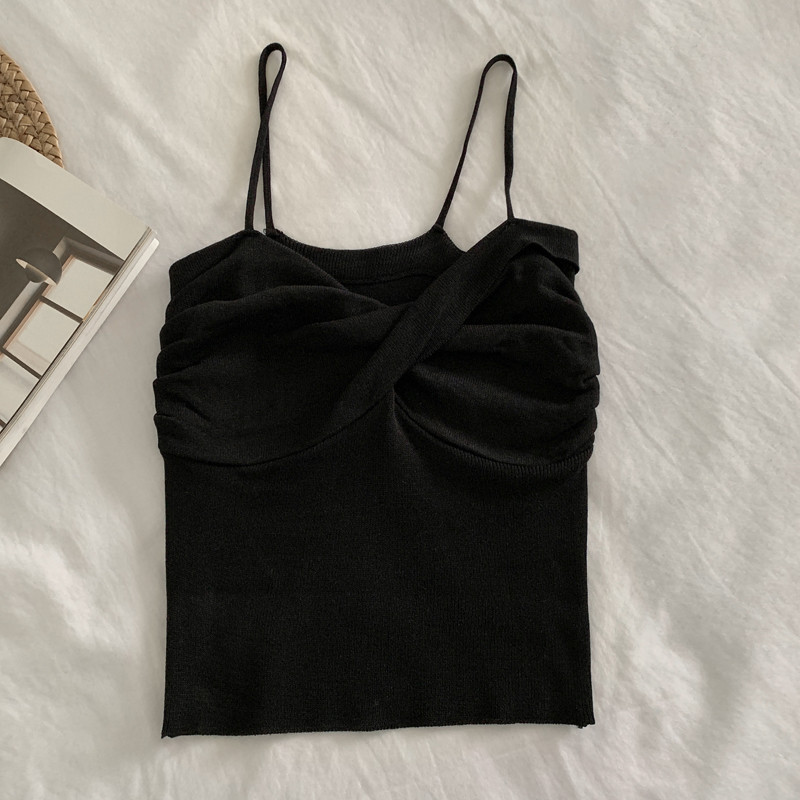 Νέα μοντέρνα γυναικεία αμάνικι μπλούζα με λεπτά τιραντάκια - διάφορα χρώματα