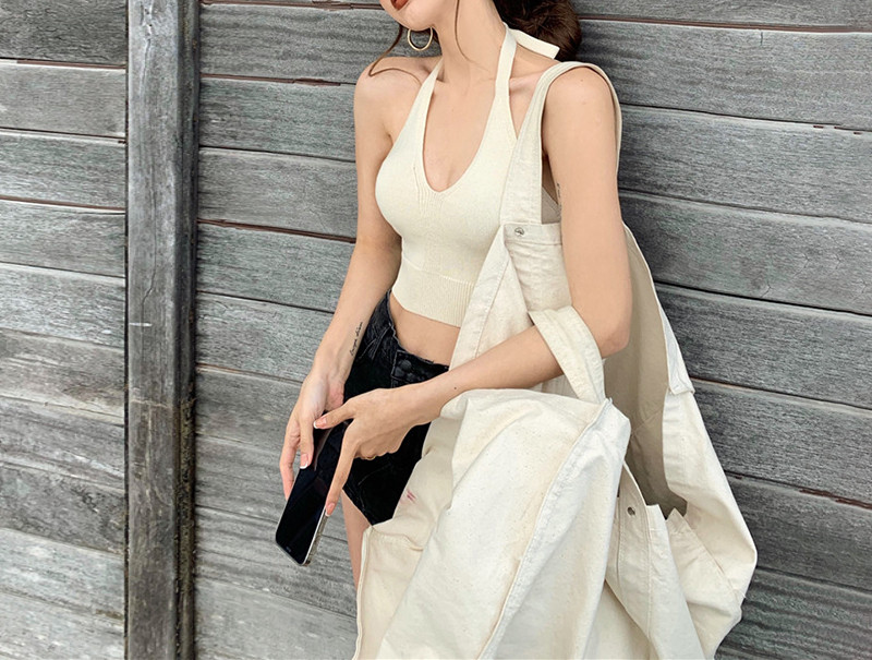 Top scurt de damă cu decolteu rotund