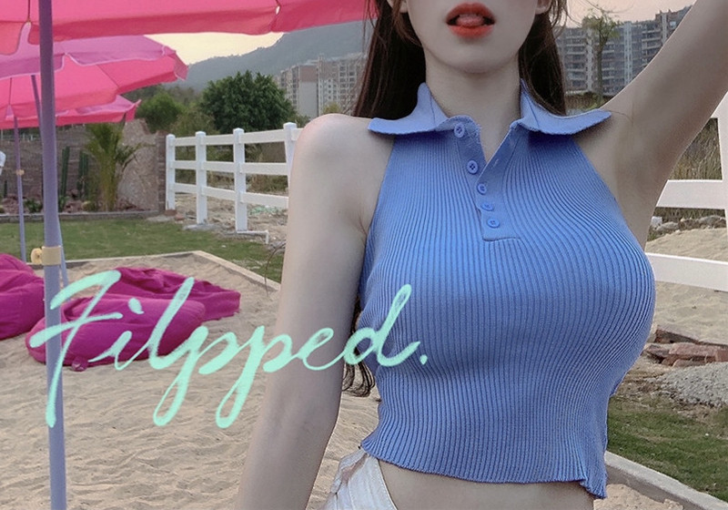 Top scurt de dama cu guler si nasturi clasici