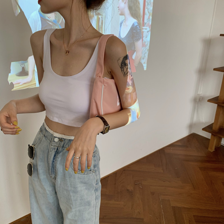 Top de damă scurt model nou cu decolteu rotund în mai multe culori