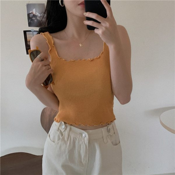 Kratka ženska ljetna majica bez rukava s okruglim izrezom