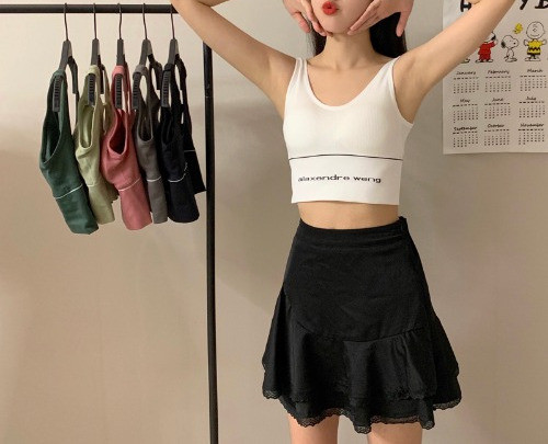 Maieu scurt sport, zilnic, cu inscripție și căptușeală