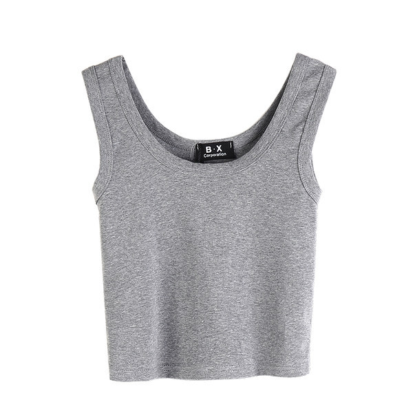 Top casual de dama scurt cu decolteu rotund