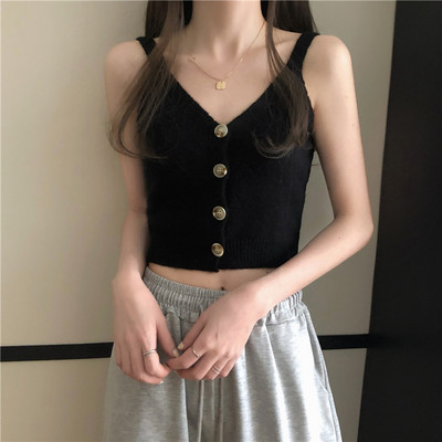 Proljetna majica bez rukava od tankog pletiva s gumbima