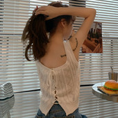 Maieu de damă tricotat cu legături la spate