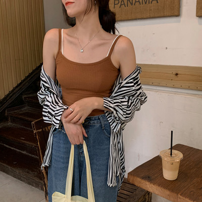 Γυναικείο καθημερινό μοντέρνο αμάνικο με λεπτά τιραντάκια 