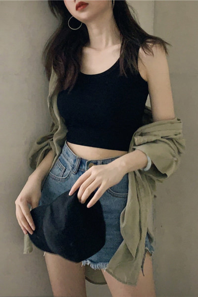 Maieu scurt casual de damă, cu bretele groase