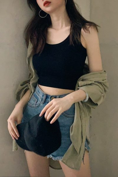 Maieu scurt dama model nou cu decolteu rotund